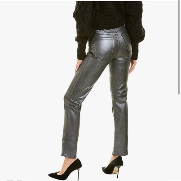 7 For All Mankind Straight Jeans in Coated Pewter - Picture 2 of 12